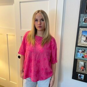 Linen shirt purchased in Italy! Size S/M Great Pink!!